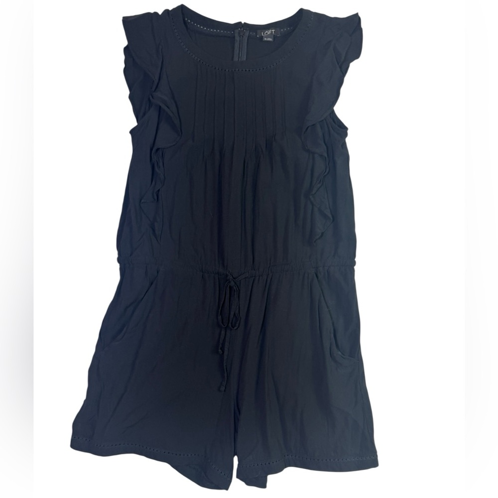 LOFT‎ Black Ruffle Sleeve Drawstring Waist Romper Women’s XS